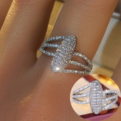 Women’s Crossover Ring In Gold Electroplated Copper With Zircon Inlay