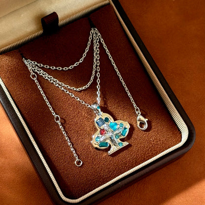 Gothic Heart Pendant Necklace With Waterproof Brass And Real Gold Plated Chain Featuring Zircon Inlay