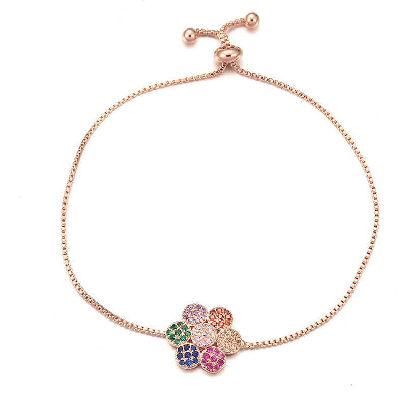 Lucky Heart Copper Bracelet For Women With Zircon Inlay In Gold, Perfect For Travel
