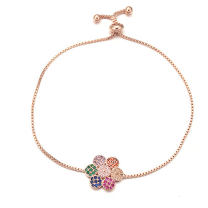 Lucky Heart Copper Bracelet For Women With Zircon Inlay In Gold, Perfect For Travel