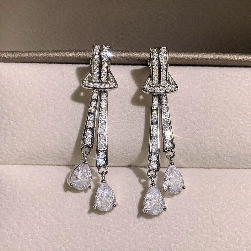 Tassel Drop Earrings For Women Featuring Electroplated Craft And Copper Stud Material