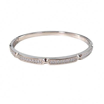 Simple Style Geometric Inlay Bangle For Women, Electroplated Copper With Zircon Inlay