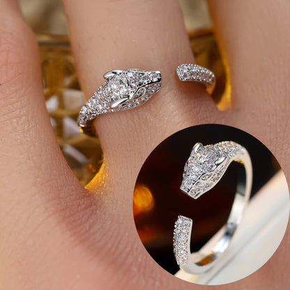 Retro Geometric Open Rings For Women In Gold Copper With Zircon Inlay