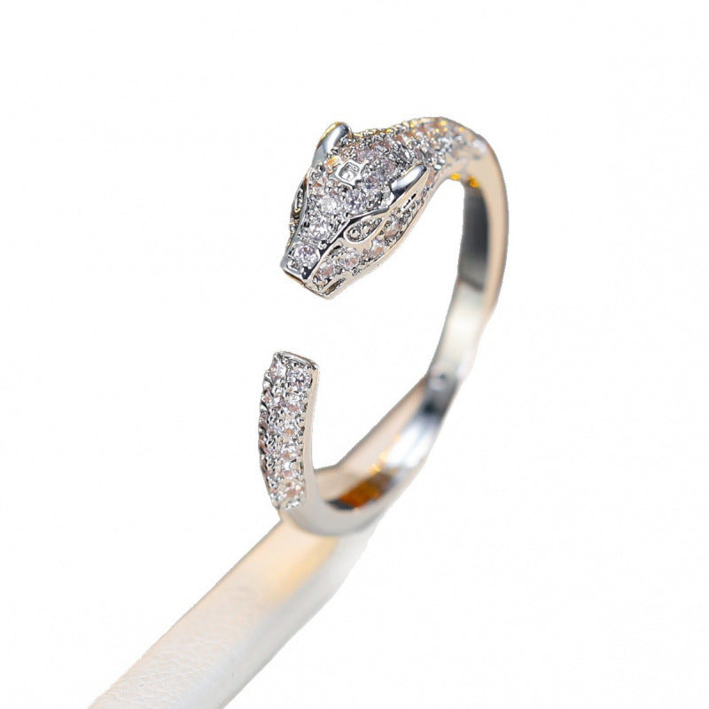 Retro Geometric Open Rings For Women In Gold Copper With Zircon Inlay