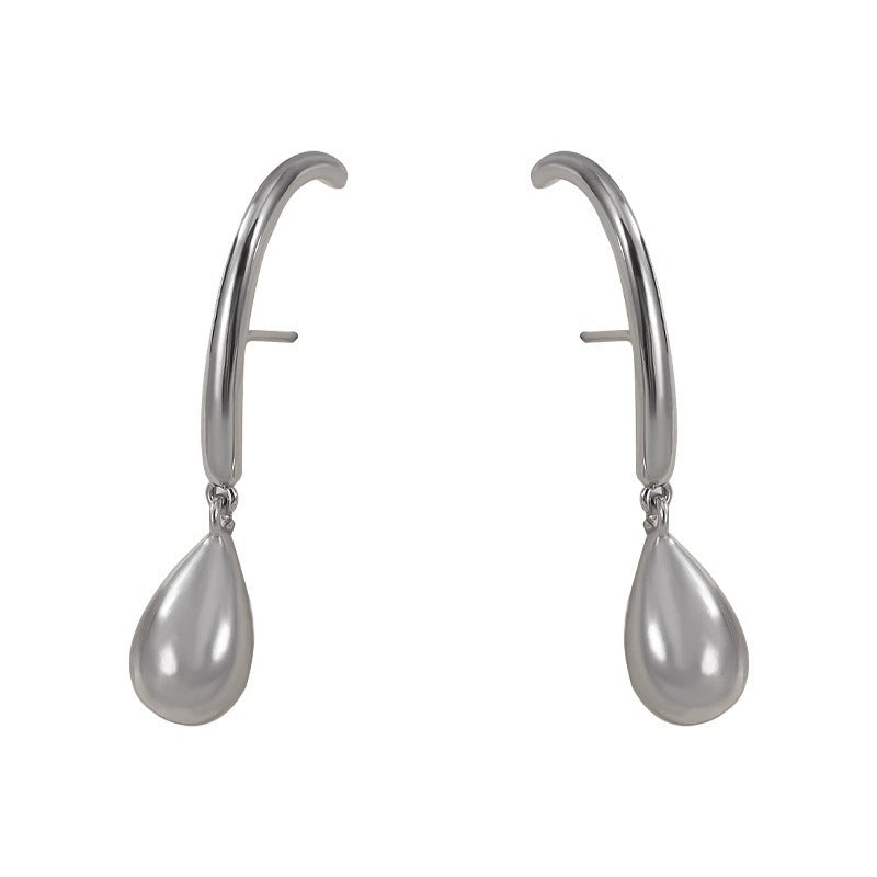 Water Droplets Drop Earrings For Women In White, Featuring Copper Studs With Simple Style Design