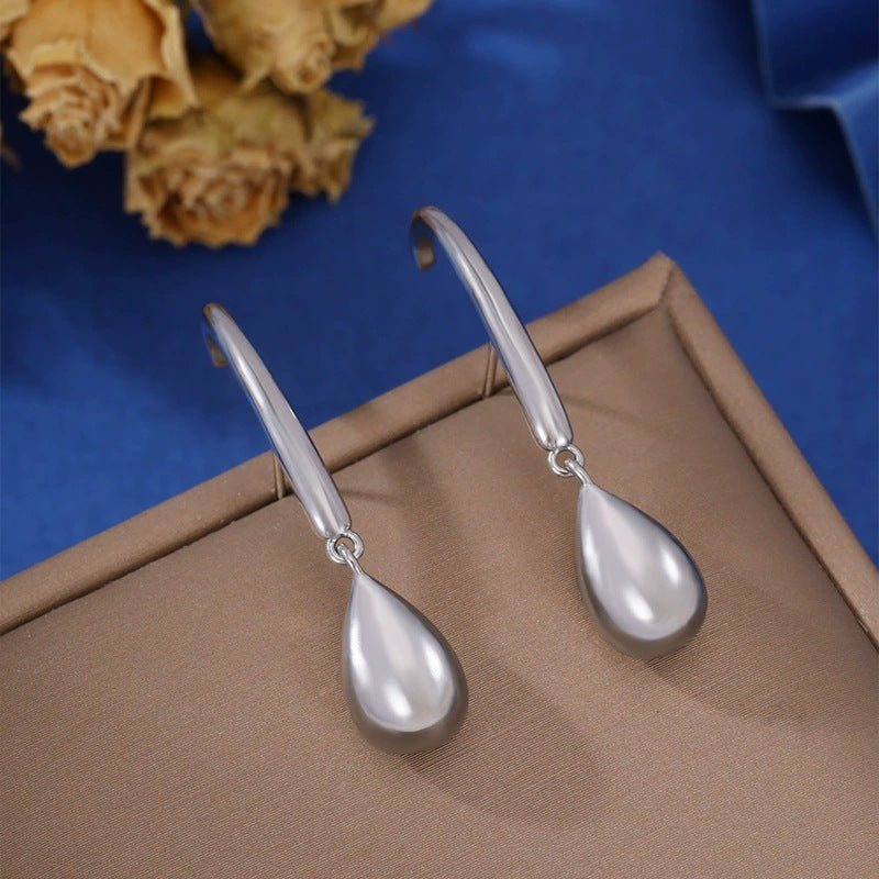 Water Droplets Drop Earrings For Women In White, Featuring Copper Studs With Simple Style Design