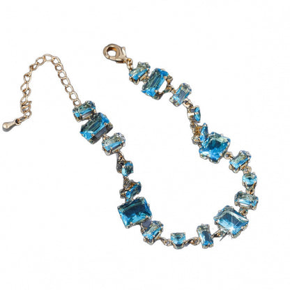 Luxurious Candy Copper Bracelet For Women With Blue Zircon Inlay