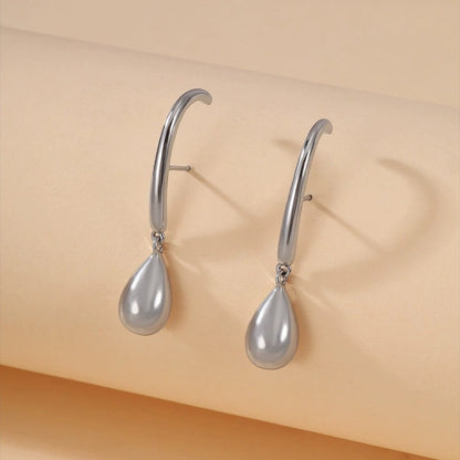 Water Droplets Drop Earrings For Women In White, Featuring Copper Studs With Simple Style Design