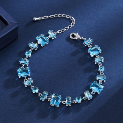 Luxurious Candy Copper Bracelet For Women With Blue Zircon Inlay