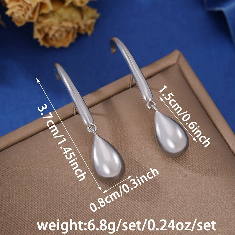 Water Droplets Drop Earrings For Women In White, Featuring Copper Studs With Simple Style Design