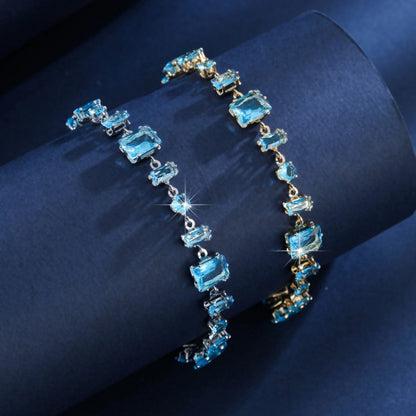 Luxurious Candy Copper Bracelet For Women With Blue Zircon Inlay