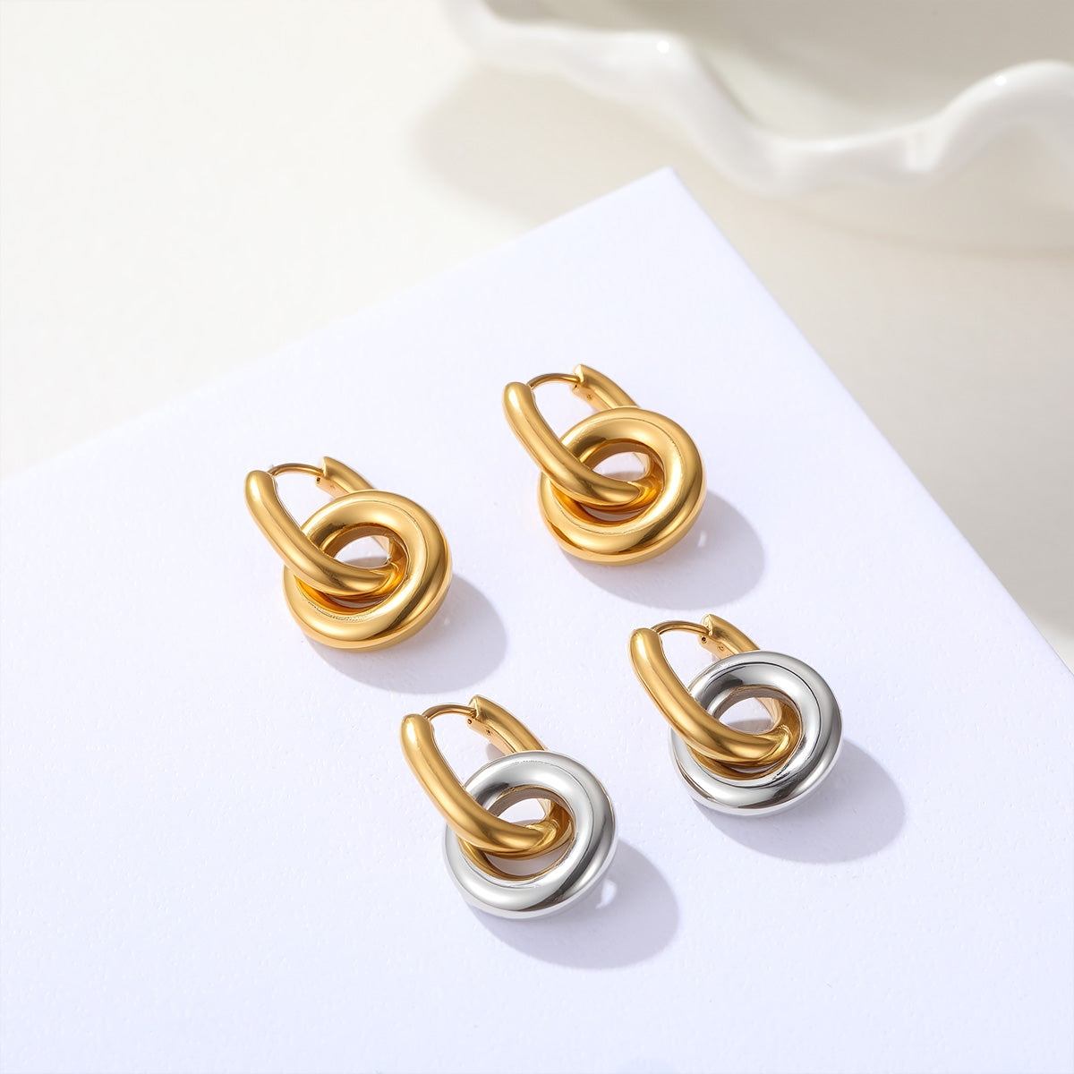Irregular Electroplated Earrings For Women In 304 Stainless Steel With 18K Real Gold PVD Coated Plating
