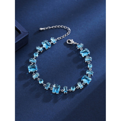 Luxurious Candy Copper Bracelet For Women With Blue Zircon Inlay