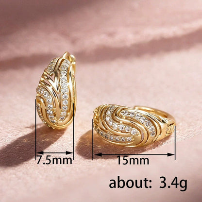 Horns Earrings For Women Featuring Copper Studs With Zircon Inlay And Bezel Setting