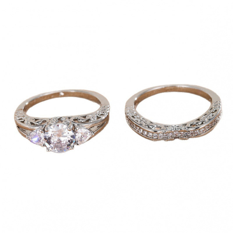 Simple Style Tree Rings For Women Featuring Electroplated Gold And Silver Plated Copper With Zircon Inlay