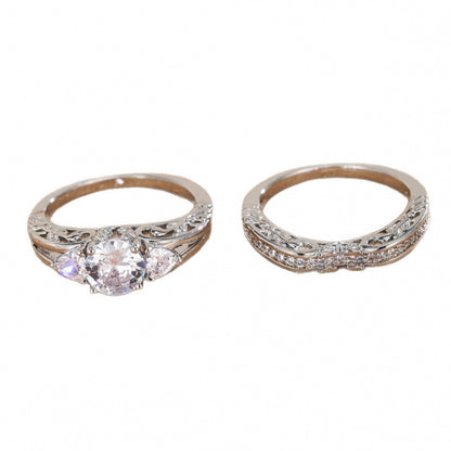 Simple Style Tree Rings For Women Featuring Electroplated Gold And Silver Plated Copper With Zircon Inlay