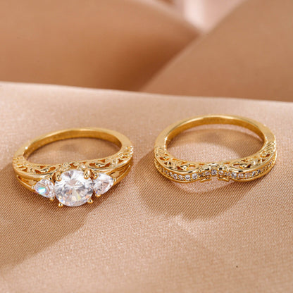 Simple Style Tree Rings For Women Featuring Electroplated Gold And Silver Plated Copper With Zircon Inlay