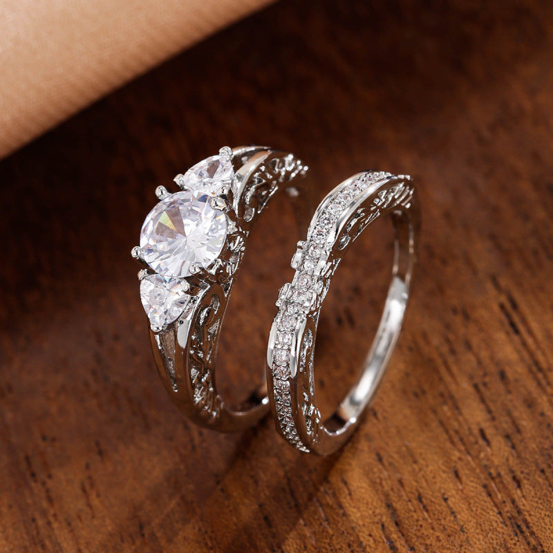 Simple Style Tree Rings For Women Featuring Electroplated Gold And Silver Plated Copper With Zircon Inlay