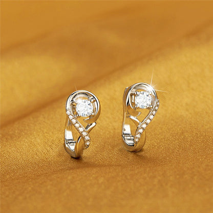 Stud Earrings For Women, Copper With White Zircon Inlay, Elegant Ear Clutches