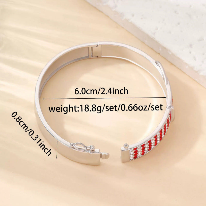 Irregular Pattern Copper Bangle With Electroplated Gold Plating And Multicolor Rhinestone Inlay