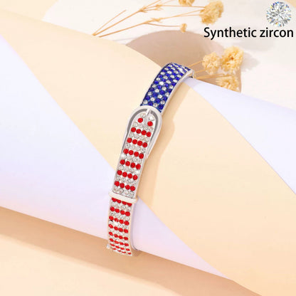 Irregular Pattern Copper Bangle With Electroplated Gold Plating And Multicolor Rhinestone Inlay