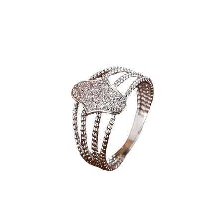 Hip-Hop Geometric Open Ring With Bezel Setting, Electroplated Copper Base And Golden Plated Finish Featuring Zircon Inlay