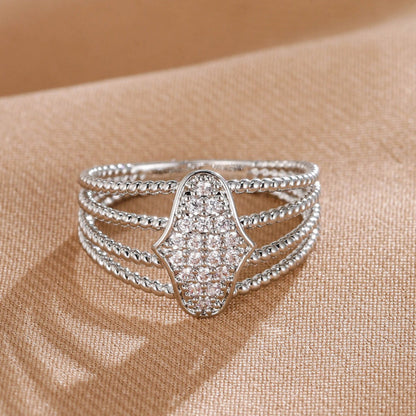 Hip-Hop Geometric Open Ring With Bezel Setting, Electroplated Copper Base And Golden Plated Finish Featuring Zircon Inlay