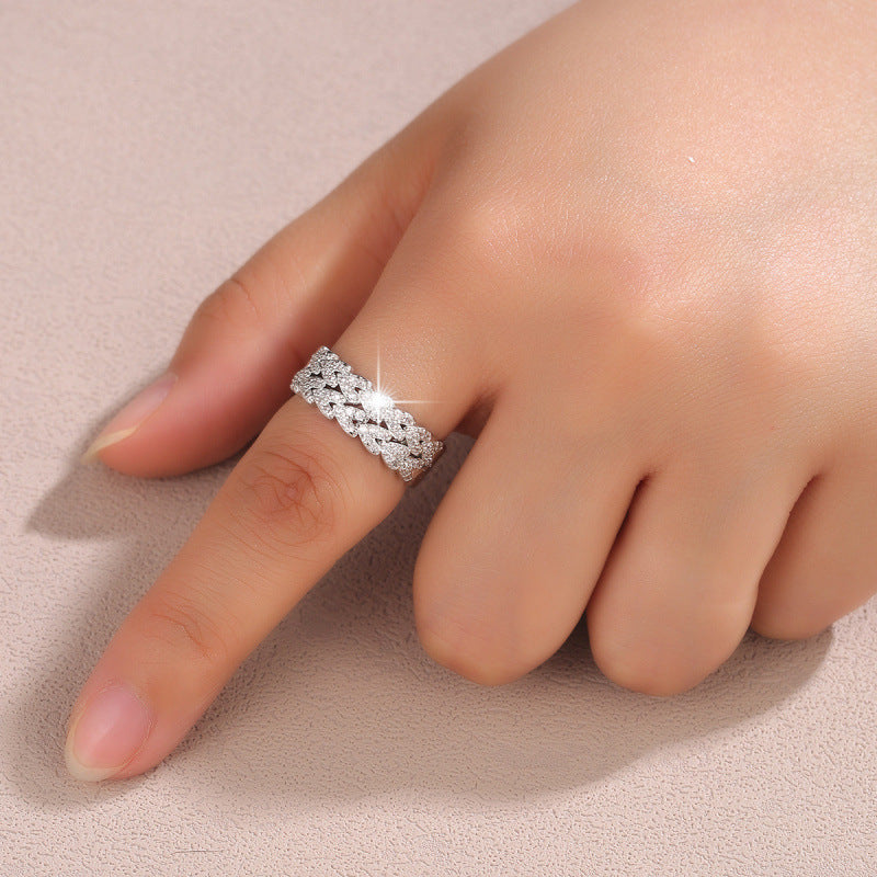Women’s Electroplated Gold Grain Pattern Copper Ring In Gold