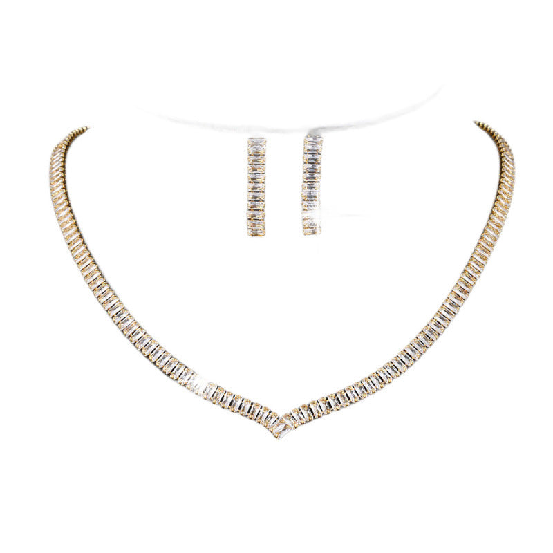 Constellation Jewelry Set For Women In Gold, Copper Material With Zircon Inlay, 2 Pieces Set