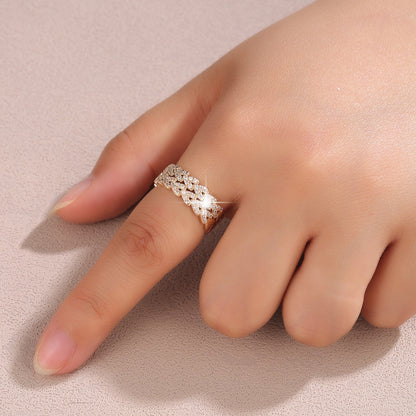 Women’s Electroplated Gold Grain Pattern Copper Ring In Gold