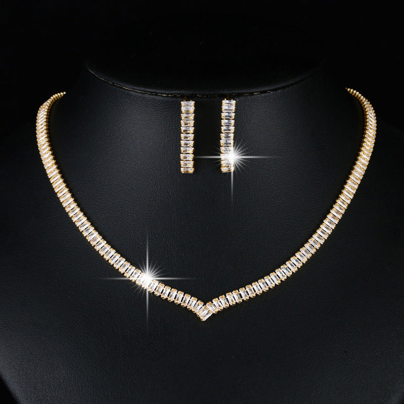 Constellation Jewelry Set For Women In Gold, Copper Material With Zircon Inlay, 2 Pieces Set