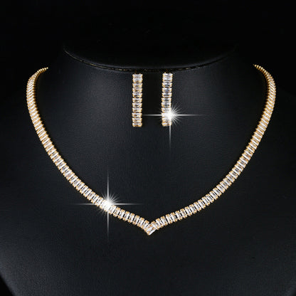 Constellation Jewelry Set For Women In Gold, Copper Material With Zircon Inlay, 2 Pieces Set