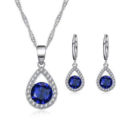 Water Droplets Jewelry Set For Women, Electroplated Copper With Zircon Inlay, 1 Set