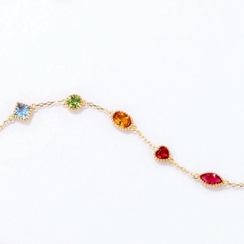 Vintage Style Geometric Copper Bracelet For Women With Rhinestone Inlay In Colour