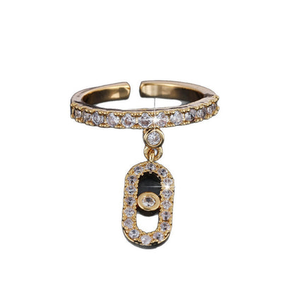 Women’s Open Copper Ring With Zircon Inlay In Gold