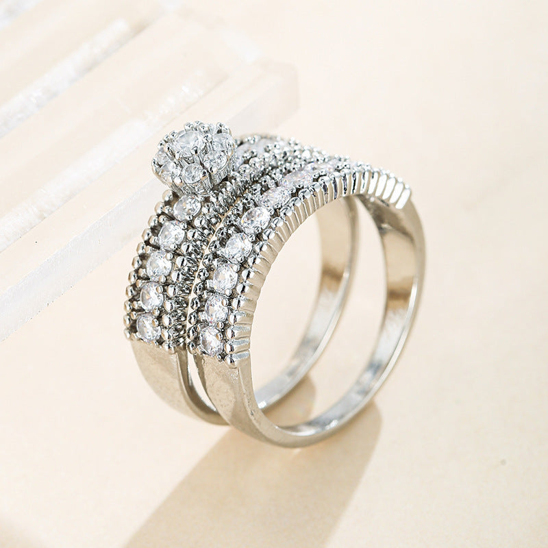 Geometric Women’s Ring With Bezel Setting, Electroplated Copper Base, Real Gold Plated Finish Featuring Zircon Inlay