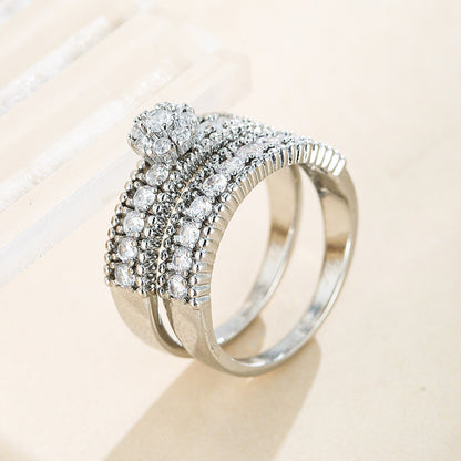 Geometric Women’s Ring With Bezel Setting, Electroplated Copper Base, Real Gold Plated Finish Featuring Zircon Inlay