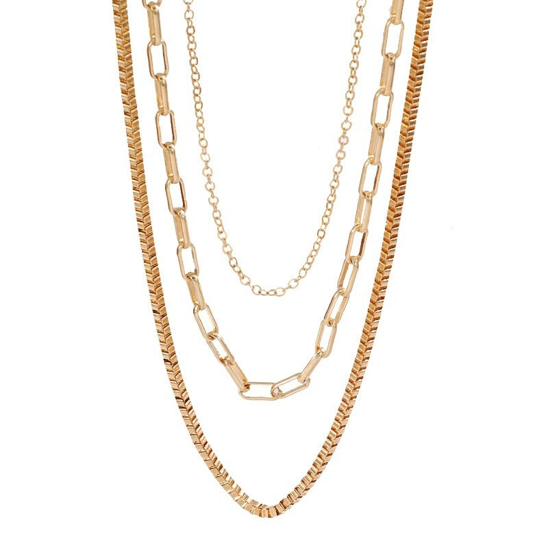 Irregular Layered Necklaces In Gold With Electroplated Copper Pendants, Punk Style For Women