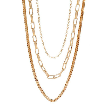 Irregular Layered Necklaces In Gold With Electroplated Copper Pendants, Punk Style For Women