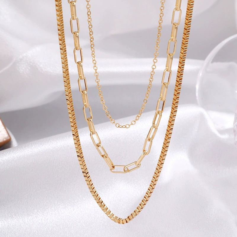 Irregular Layered Necklaces In Gold With Electroplated Copper Pendants, Punk Style For Women