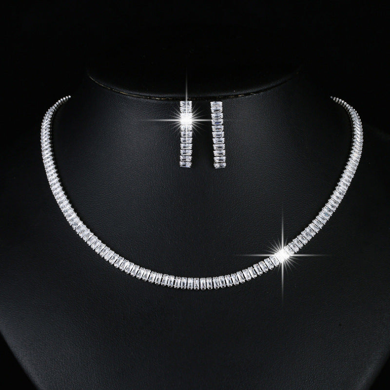 Rubik's Cube Jewelry Set For Women In Copper With Zircon Inlay, Perfect For Wedding, 1 Set