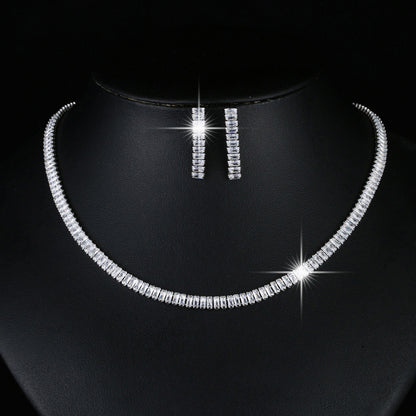 Rubik's Cube Jewelry Set For Women In Copper With Zircon Inlay, Perfect For Wedding, 1 Set