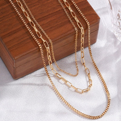 Irregular Layered Necklaces In Gold With Electroplated Copper Pendants, Punk Style For Women