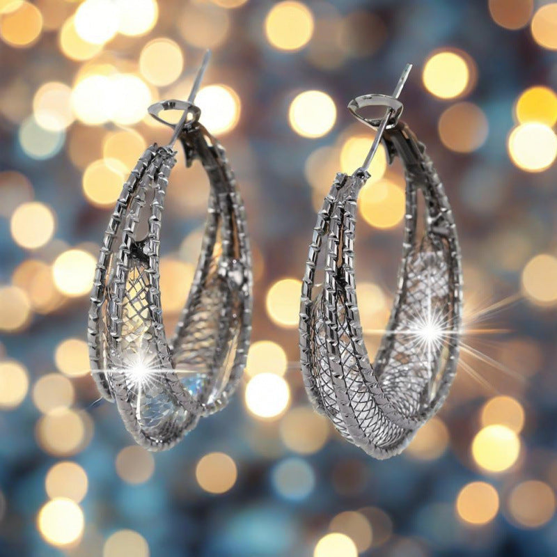 Gold Hoop Earrings With Electroplated Finish And Copper Ear Pins For Women