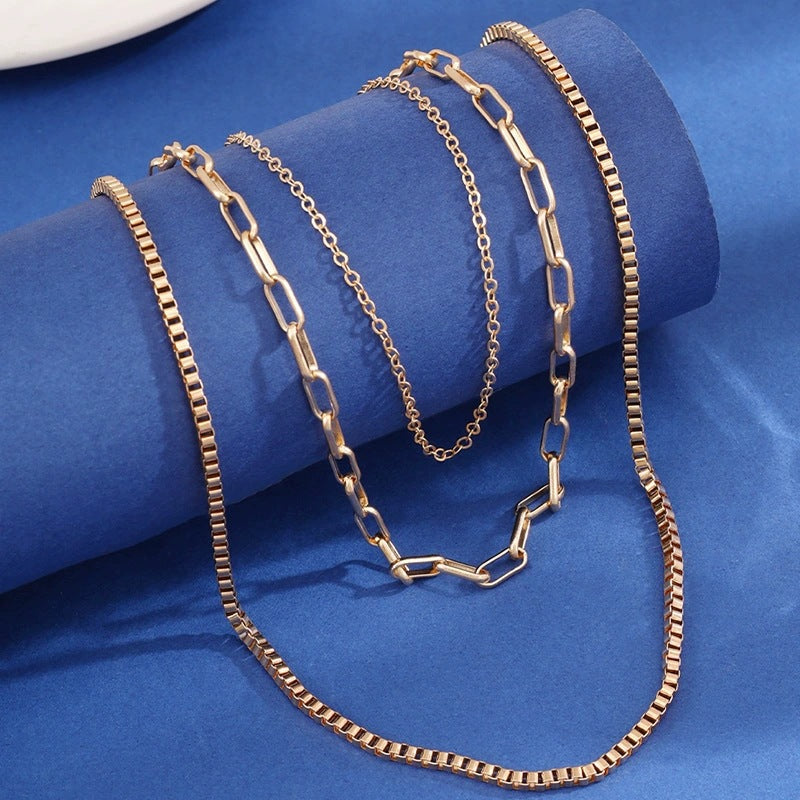 Irregular Layered Necklaces In Gold With Electroplated Copper Pendants, Punk Style For Women