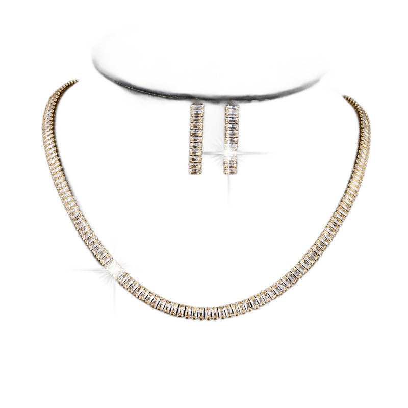 Rubik's Cube Jewelry Set For Women In Copper With Zircon Inlay, Perfect For Wedding, 1 Set