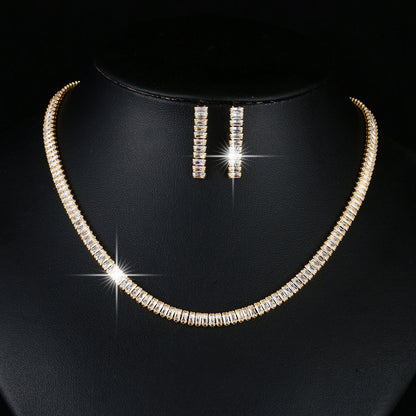 Rubik's Cube Jewelry Set For Women In Copper With Zircon Inlay, Perfect For Wedding, 1 Set