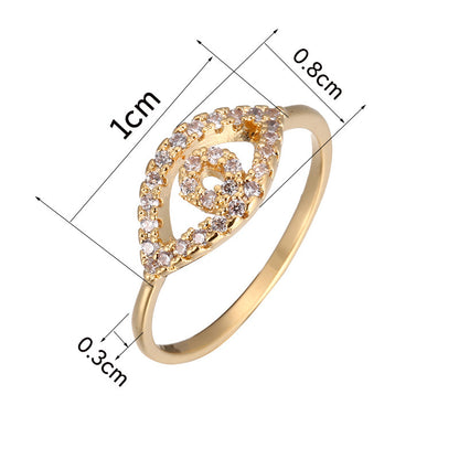 Simple Style Eye Ring For Women In Electroplated Copper With Zircon Inlay