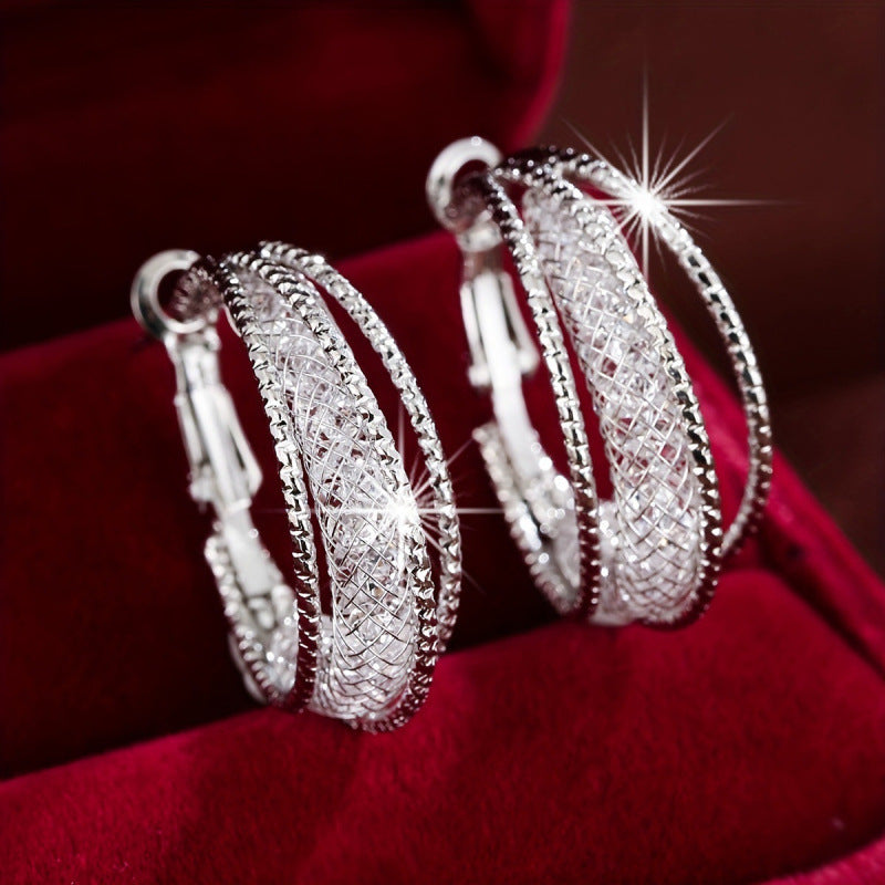 Gold Hoop Earrings With Electroplated Finish And Copper Ear Pins For Women
