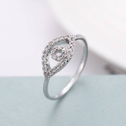 Simple Style Eye Ring For Women In Electroplated Copper With Zircon Inlay